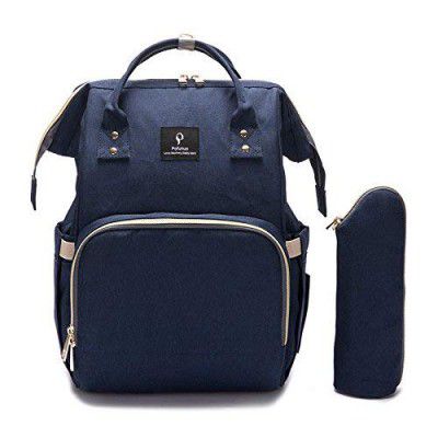 Oren Empower Pofunuo- Stylish Baby Diaper Backpack for Babies with Large Capacity Including 1 Extra Bottle Cover (LxBxH- 25 cm x 17 cm x 7cm, Navy Blue)