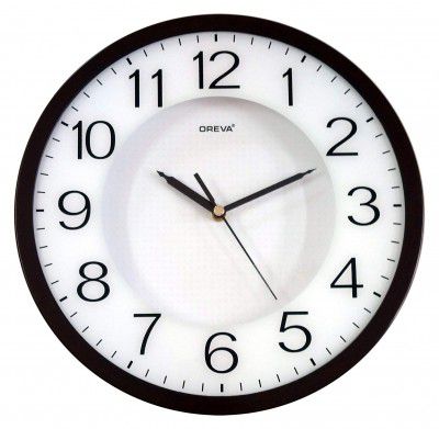 OREVA Round Plastic Analog Abstract Wall Clock (30.6 cm x 4.4 cm x 30.6 cm, D Wood, AQ-1457)