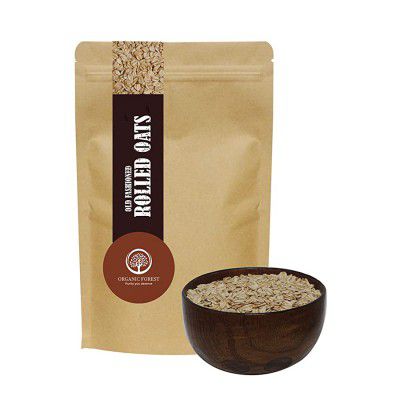 Organic Forest Old Fashion Whole Rolled Oats Breakfast Cereals High in Protein Fibrous Gluten Free For Weight loss (500 g)