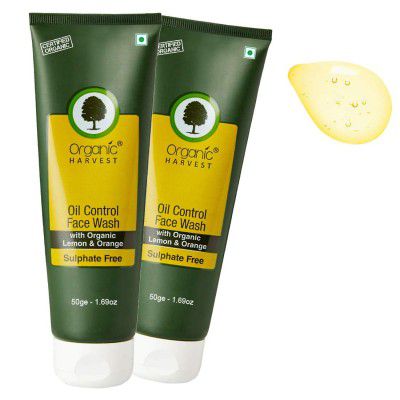 Organic Harvest Face Wash For Oil Control, & , Paraben & Sulphate Free -50gm (Pack of 2)