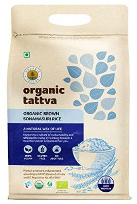 Organic Tattva, Organic Sonamasuri Brown Gluten Free and Unpolished Rice, 5 Kg
