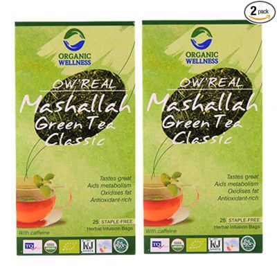 Organic Wellness Real Mashallah Green Tea Classic, 25 Tea Bags, Set of 2