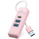 ORICO USB C Hub 3 Ports USB 3.1 Type C to USB 3.0 Hub Adapter with 2 USB A, 1 Type C for Laptop, Mobile Phone, Tablet with 0.5ft Cable, Compatible with Mac OS 10.X and Above, Linux, Android-Pink...