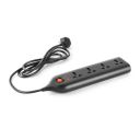 Orient Electric 240V 6A Four-Way Extension Board with Wire - 2 Metre with Overload and Short Circuit Protection (Black)...