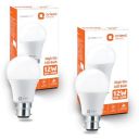 Orient Electric High Glo LED Bulb 12W, cool white light, 6500K, B22d, Pack of 2...