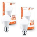 Orient Electric High Glo LED Bulb 9W, Cool white light, 6500K, B22d, Pack of 2...