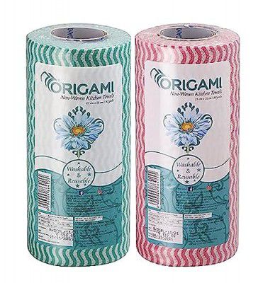 Origami Non-Woven Reusable & Washable Kitchen Towel Wipes (80 Wipes Per Roll, Total 160 Sheets)