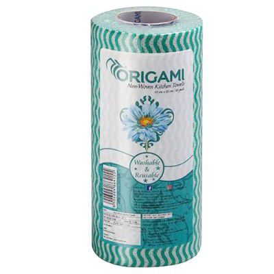 Origami Non Woven Reusable Kitchen Towel Roll - Pack of 1 (80 Pulls Per Roll)