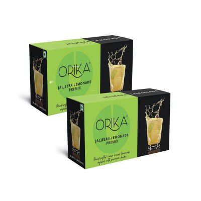 Orika Jaljeera Lemonade Infused With Premium Herbs | Handcrafted Instant Drink Premix | Refreshing Summer Drink (Pack of 2, 190 g - 10 Sachets Each)
