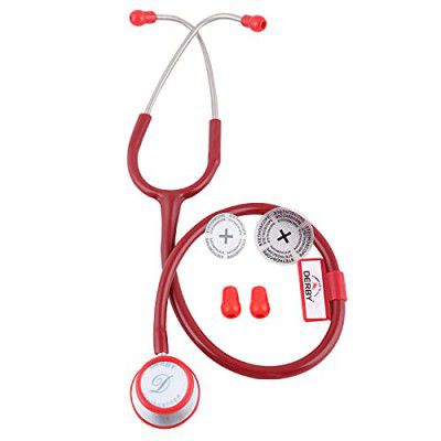 Oriley Cardiology AL Stethoscope Heart Beat Monitoring Chest Piece Medical Instrument for Doctors, Nurses (Red)