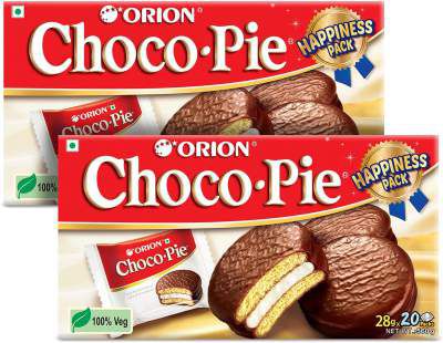 ORION Choco Pie - Chocolate Coated Soft Biscuit - Happiness Pack, 2 X 560 g