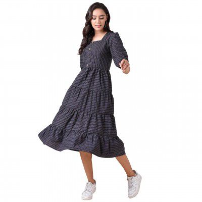 ORLIN Women's Knee Length Fit And Flare Dress