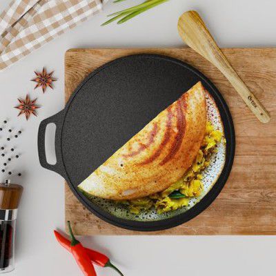 Ortex Cast Iron Dosa Tawa - Cast Iron Tawa for Roti and Dosa | Durable and Versatile Cookware for Healthy Cooking 10 Inch (26 cm)
