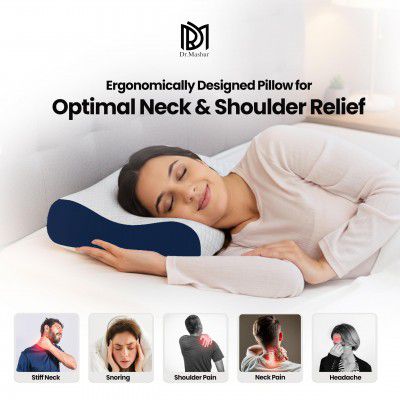 Orthopedic Memory Foam Pillow, Ergonomic Cervical Contour Breathable Design, Dual Height 6cm & 9cm, Blue