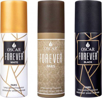 OSCAR Forever Paris+ Forever White + Forever Black Body Deodorant Spray 40ml (120 ml, Pack of 3)