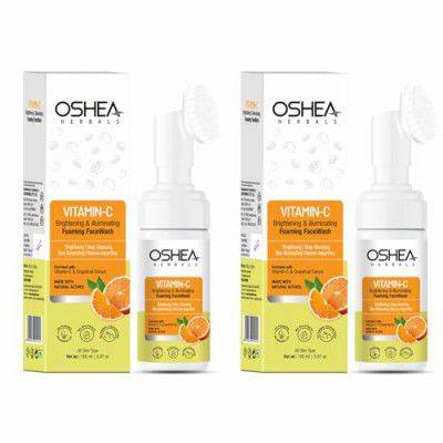 Oshea Herbals Brightening & Illuminating Foaming Facewash For All Skin Types | Removes Pigmentations & Brightens with Vitamin C & Grapefruit Extract - 150ml (Pack of 2)