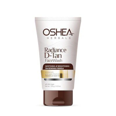 Oshea Herbals Radiance DTan Facewash for All Skin Types | Tan Removal Formula with Whitening & Brightening | Enriched with Green Apple & Basil Extract | Paraben &Soap Free 120g