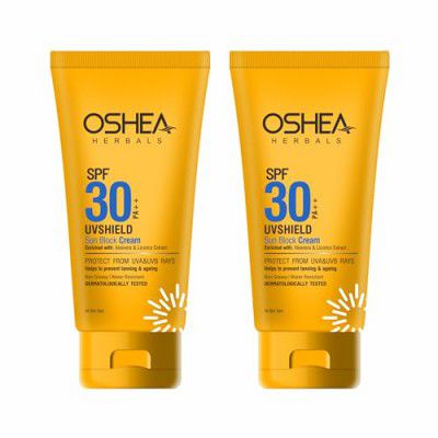 Oshea Herbals UVShield Sunscreen, Prevents Tanning Enriched with Aloe Vera & Licorice Extract - 60g (Pack of 2)