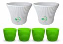 OSHIGREENS Oshi Greens Flower Pots Combo of 2 pc 10" and 4 Pc Table Top Planters 5.5"...