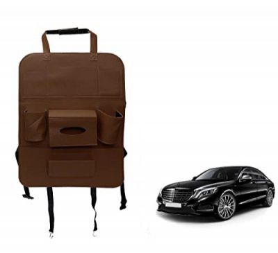 Oshotto Car Backseat Storage Organizer Phone Holder, Multi-Pocket for Bottles, Mercedes Benz S Class (Brown)