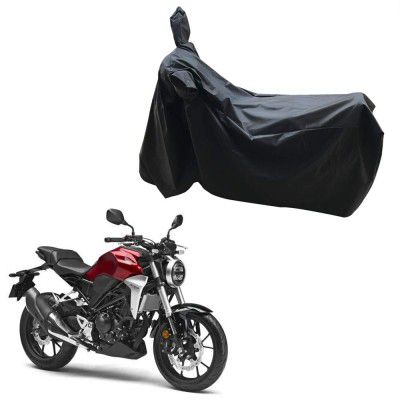 Oshotto Dust and Water Proof Double Mirror Pocket Leatherite Bike Body Cover Compatible with Honda CB300R (Black)