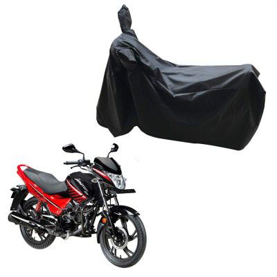 Oshotto Dust and Water Proof Double Mirror Pocket Leatherite Bike Body Cover Compatible with Hero Ignitor (Black)