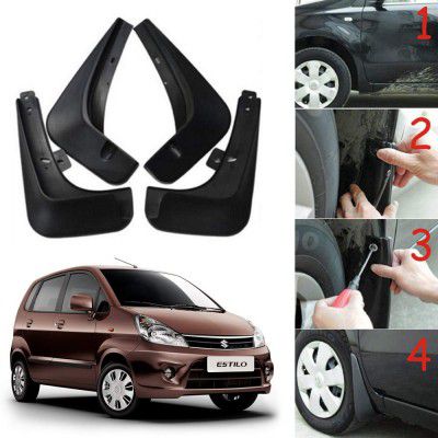 Oshotto Mud Flap (O.E.M Type) Compatible with Maruti Suzuki Estilo 2009,2010,2011,2012,2013 (T-II) (Set of 4)