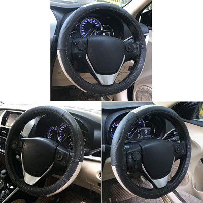 Oshotto SC-009 Leather Car Steering Cover Compatible with Mahindra Xuv-300