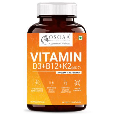 OSOAA Vitamin D3 K2 MK7 Supplement - 120 Tablets 
