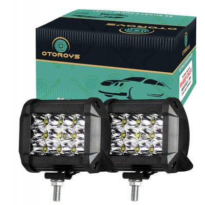 OtoRoys 12 LED Fog Light/Work Light Bar Spot Beam Off Road Driving Lamp Cree Universal Fitting for All Bikes and Cars (With Switch, 36W) (Set of 2 )