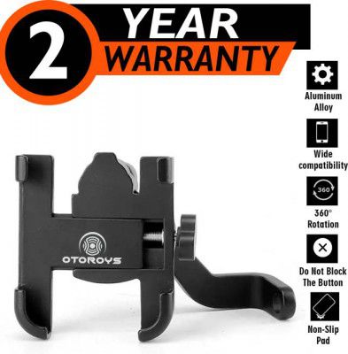 Otoroys Universal Bike Mount Holder Verson 2.0 Metal Body 360 Degree Rotating Mirror Cradle Stand for Bicycle, Motorcycle, Scooty Fits All Smartphones Bike Mobile Holder  (Black)