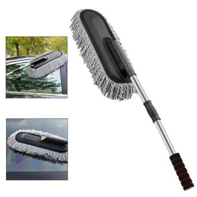 OVENA Car Brush Adjustable Handle Dust Wax Brush Duster Mop Trailers Drag Telescopic Cleaning Dirt Stainless Handle Cleaner for All Car(Multicolor)