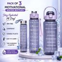 owee Motivational Water Bottle, Set of 3 | 2000ml, 800ml, 300ml Leakproof Bottle 3100 ml Plastic Bottle...