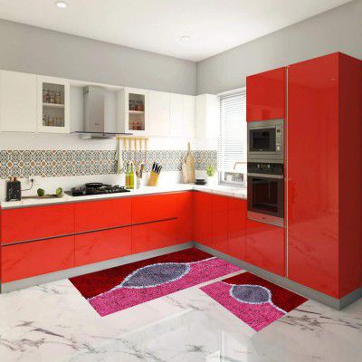 OWN™ Shop Hot Thread Kitchen Floor Mat & Runner with Anti Skid Backing, 17x47 & 16x24 inhc (Pink)