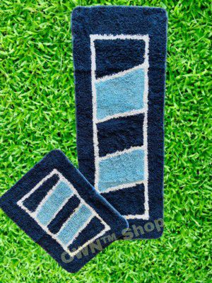 OWN™ Shop Hot Thread Kitchen Floor Mat & Runner with Anti Skid Backing, 17x47 & 16x24 inhc (A#Blue)
