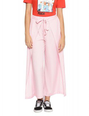 oxolloxo Baby Blue Solid Linen Blend Wrap Pants