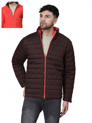 oxolloxo Men Animal Print Zip Lined Long Sleeve Reversible Quilted Jacket
