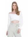 oxolloxo Solid Smooth White Bustier wrap Crop top...