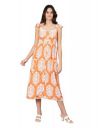 oxolloxo Truffle Orange Printed Women Long Dress...