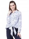 oxolloxo Women Floral Print Tie-Up Collared Long Sleeve Cotton Shirt...