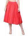 oxolloxo Women Red Dupion Silk Pleated & Elasticated Skirt...