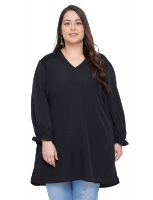 oxolloxo Women Solid Long Sleeves V-Neck Tunics