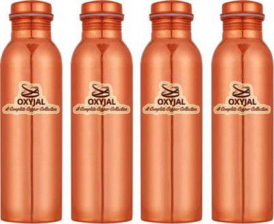Oxyjal Branded Copper Bottle Lecqure 100% Copper Purity to Make Drinking Water Healthy 1000 ml Bottle  (Pack of 4, Brown, Copper)