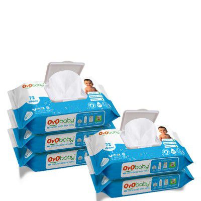 OYO BABY® Baby Wipes Offers Combo Wet Wipes With Lid/Water Wipes for Newborn babies Pack of 5 (360 wipes)