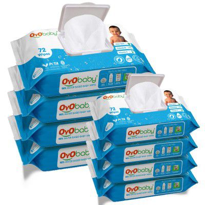 OYO BABY® Baby Wipes Offers Combo Wet Wipes With Lid/Water Wipes for Newborn babies Pack of 8 (576 wipes)
