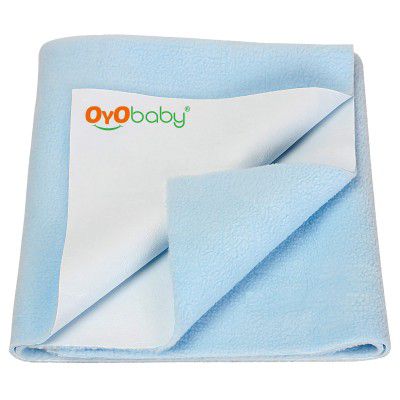 OYO Baby Instadry Anti-Piling Fleece Extra Absorbent Quick Dry Sheet | Large Size 140x100cm, Blue