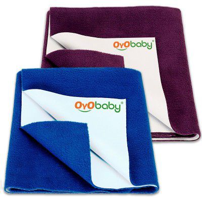 OYO BABY Waterproof Baby Bed Protector Dry Sheets (Royal Blue + Plum),Small (70cm x 50cm)