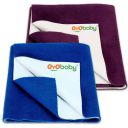OYO BABY Waterproof Baby Bed Protector Dry Sheets (Royal Blue + Plum),Small (70cm x 50cm)...
