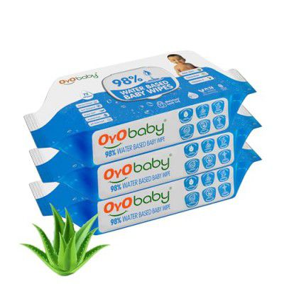 OYO BABY Wipes for new born baby with Lid | 72 Wipes x Pack of 3-216 Wipes for kid