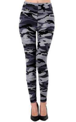 Oyshome Multicolor Army Print Stylish Women & Girls Legging(28 to 32 Size) Grey